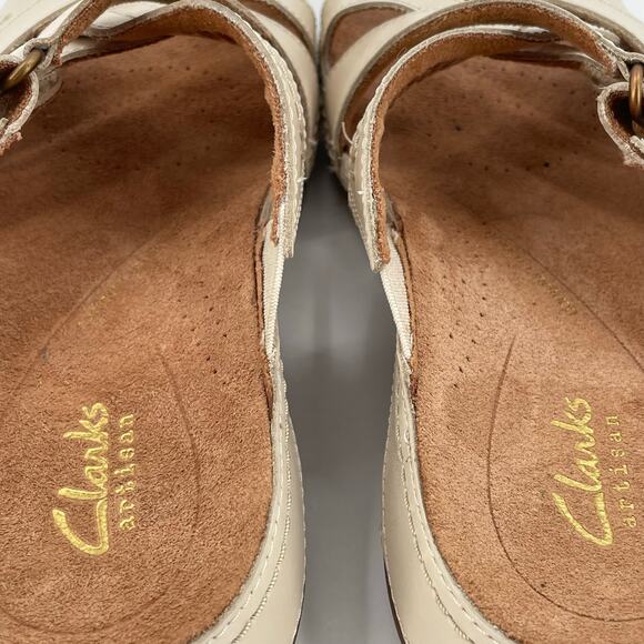 Clarks Women’s Cecily Slide Strappy Sandals Cream Leather, Sz. 6M Adjustable - Picture 8 of 14